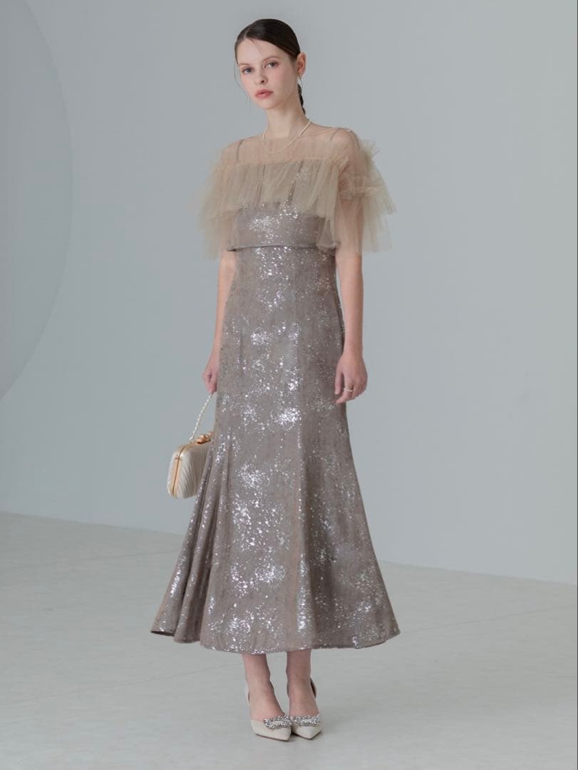 チュールフリルボレロペイントマーメイドワンピースドレス結婚式パーティー成人式