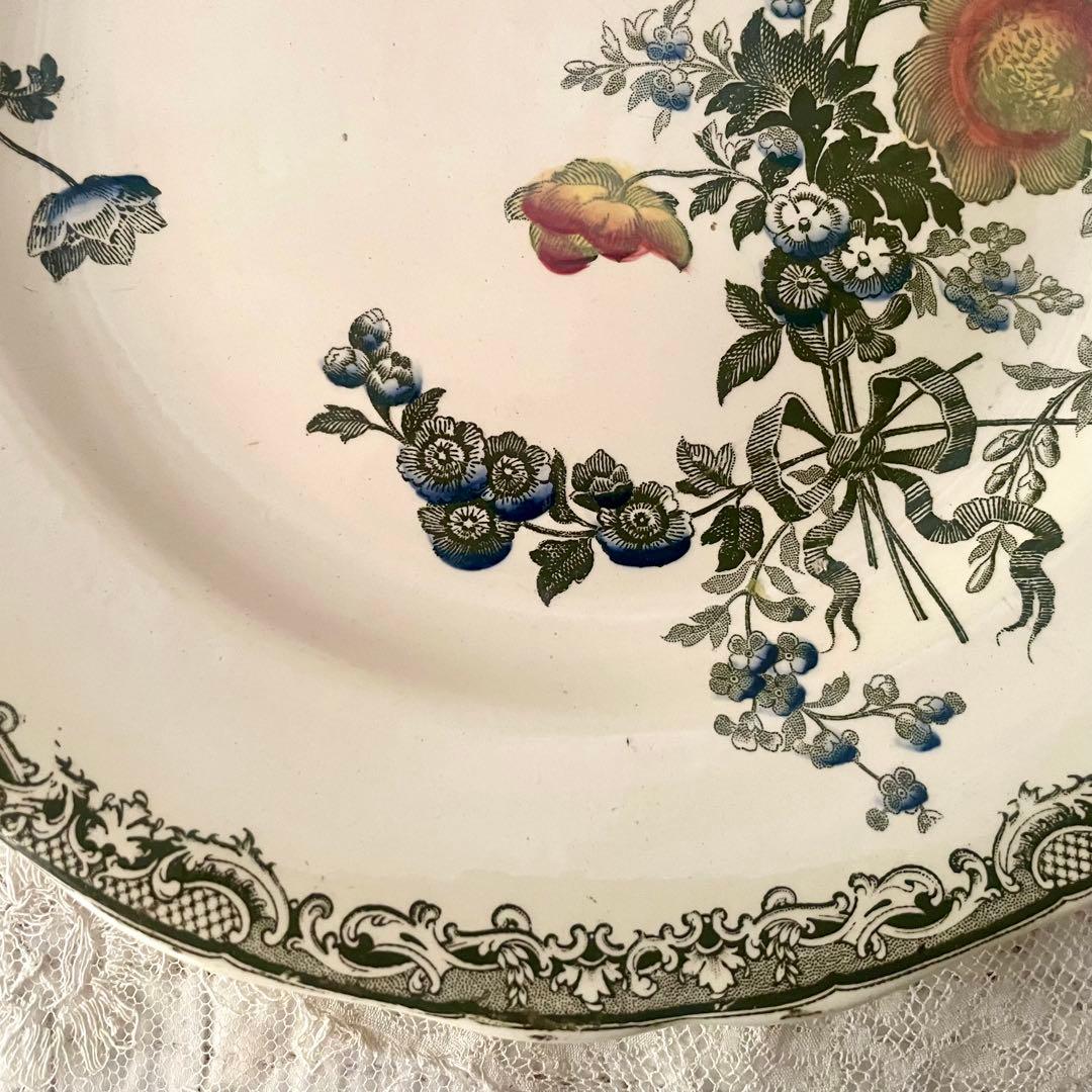 【レア】サルグミンヌ　フォンタンジュ多色プレートポリクロームフランスアンティーク