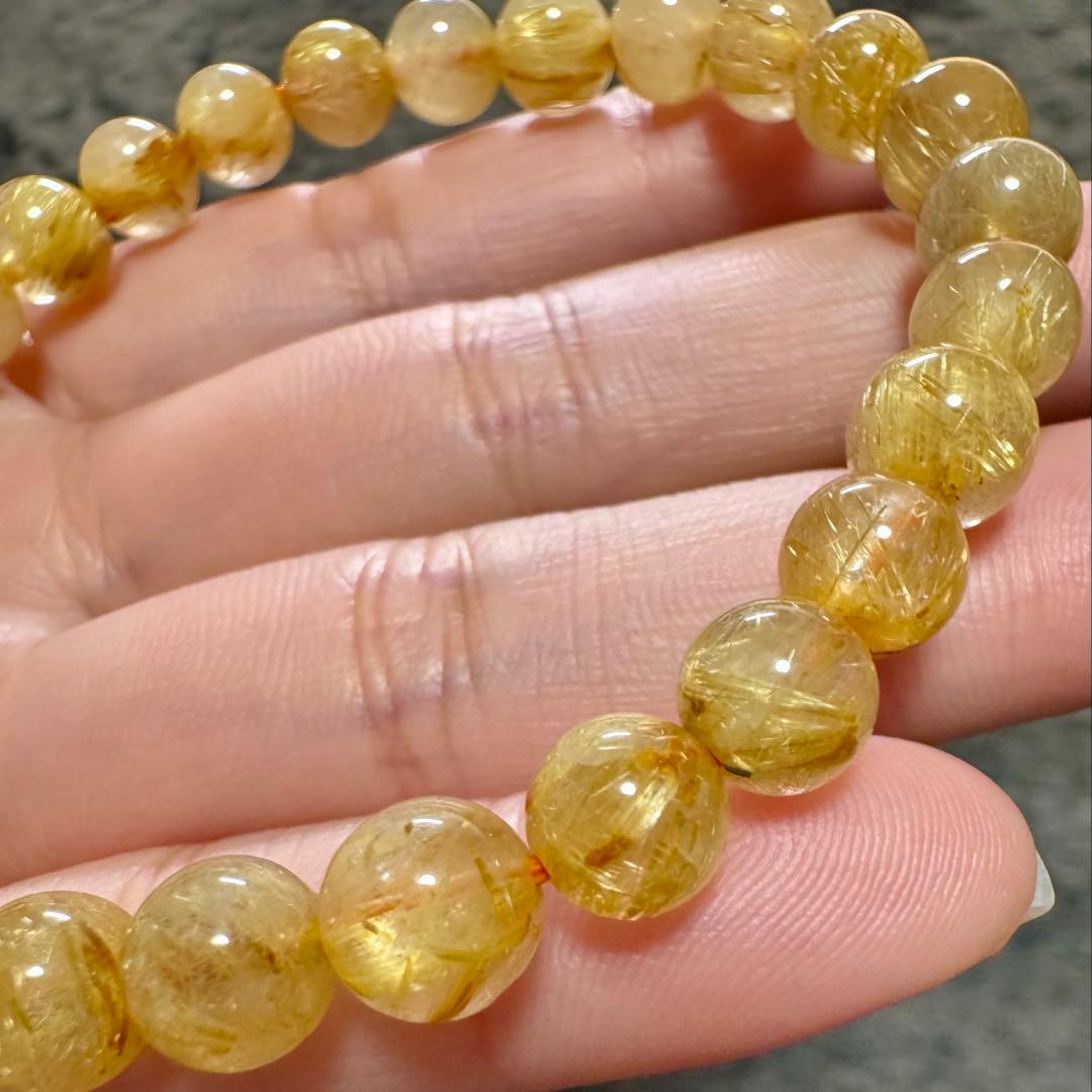 【ゴールドルチルクォーツ】金運上昇・集中力アップブレスレット 7mm 天然石