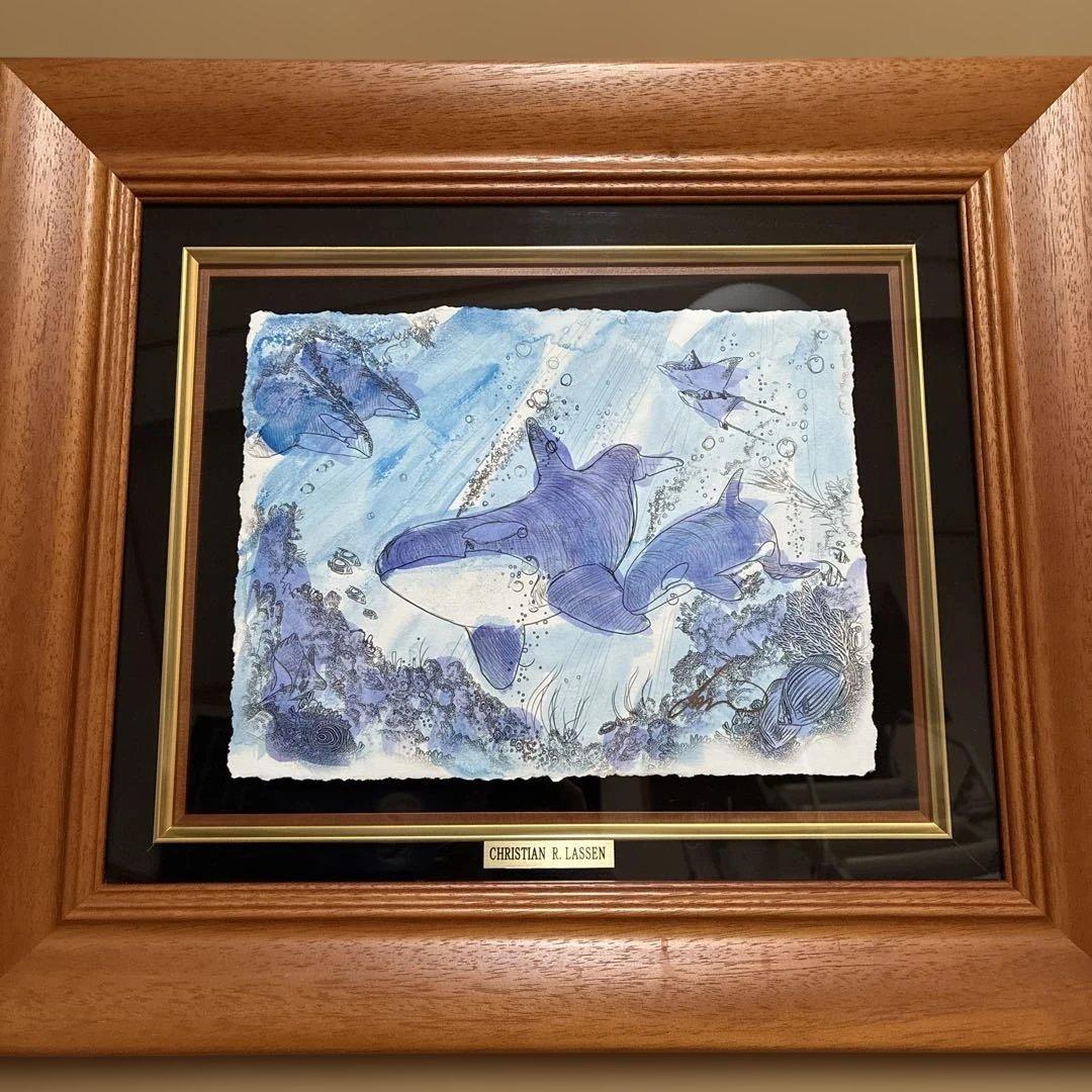 ラッセン直筆スケッチ　シャチ