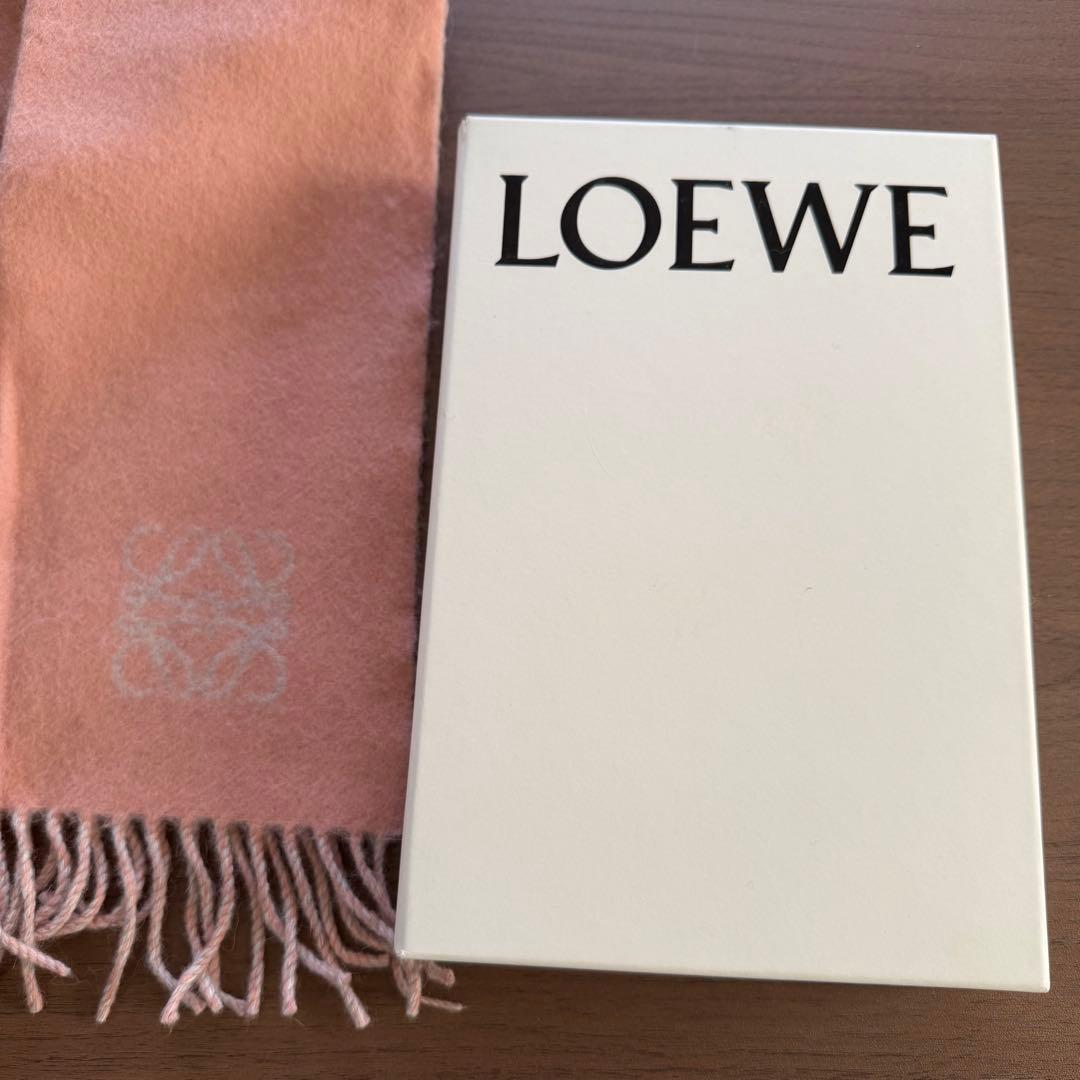 LOEWE マフラー　バイカラー　ピンク/ライトグレー