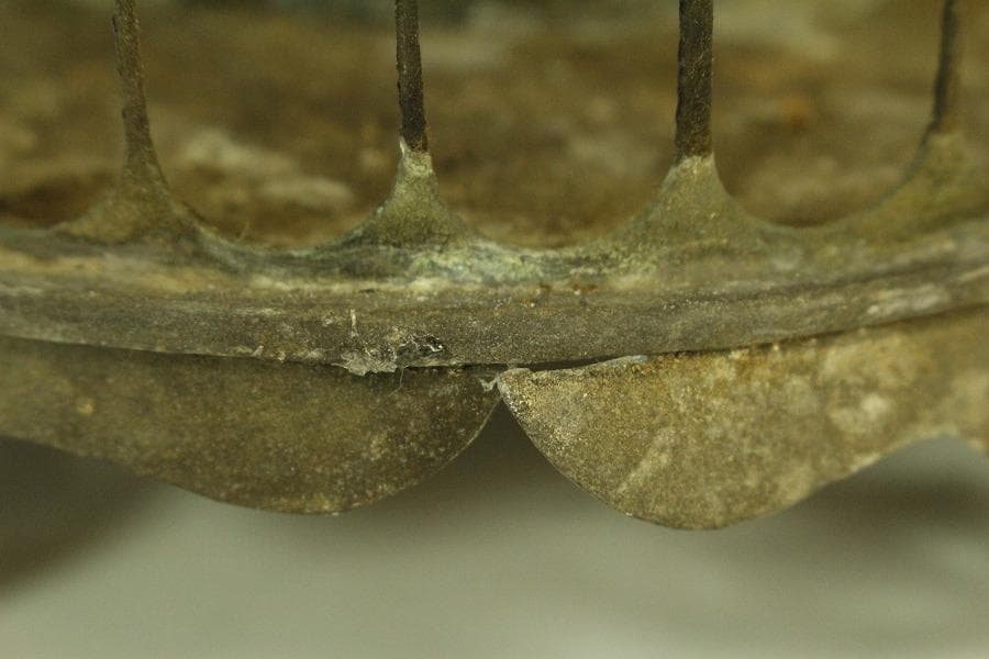 吊り灯籠 高32cm 時代 庭道具 鉄製(LC622)