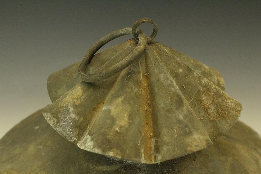 吊り灯籠 高32cm 時代 庭道具 鉄製(LC622)