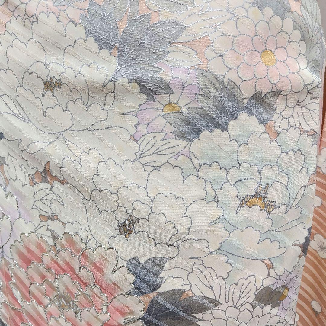 振袖フルセット(9点)・成人式・古典柄・銀駒刺繍・大輪牡丹・くすみカラー・花模様