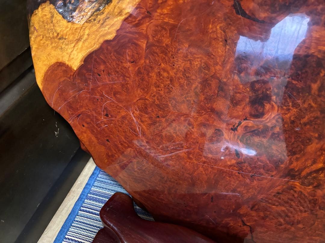 希少　花梨　 座卓 一枚板 高級テーブル　天然木製　光沢座卓　アンティーク