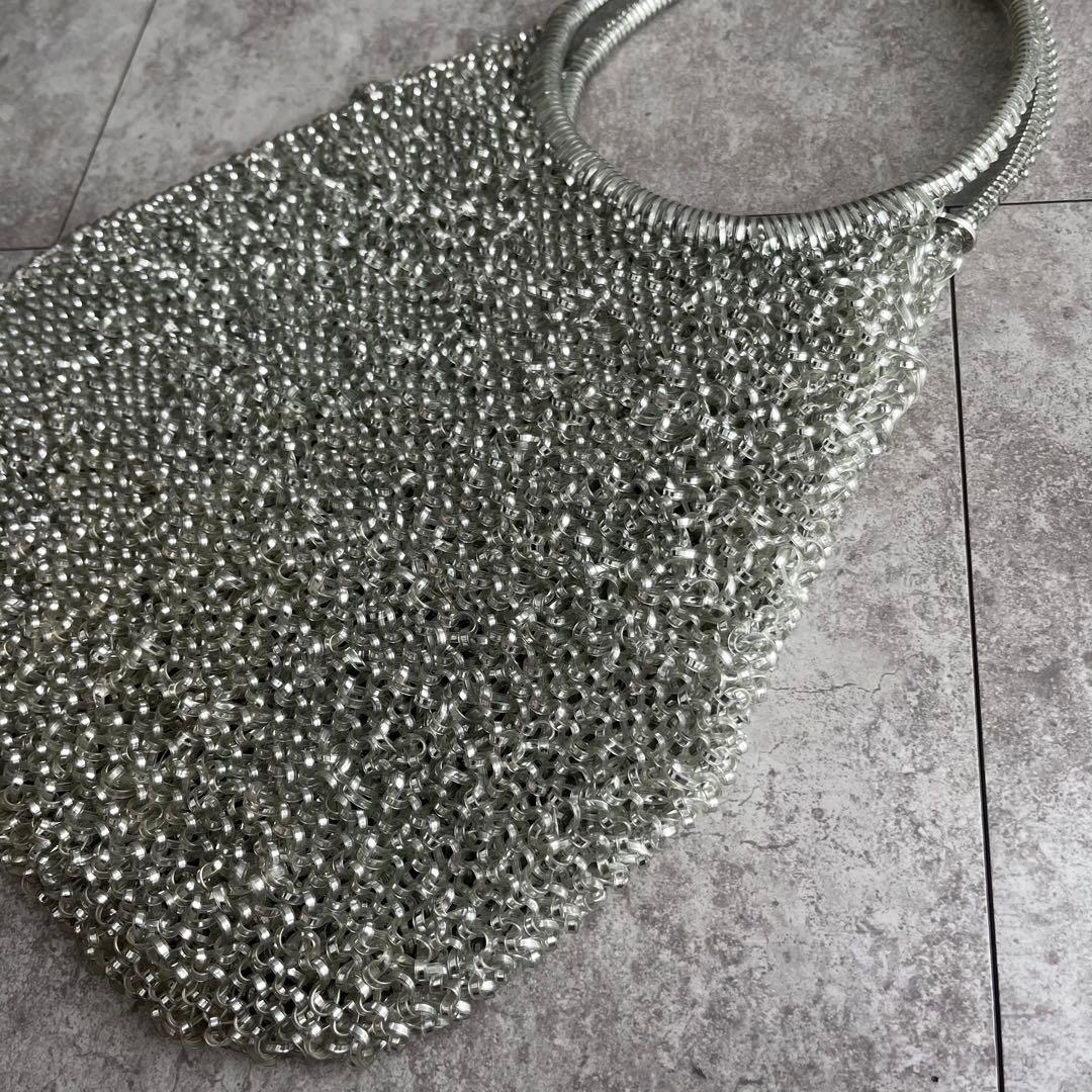 ANTEPRIMA ワイヤーバッグ ハンドバッグ シルバー　フラワービジュー