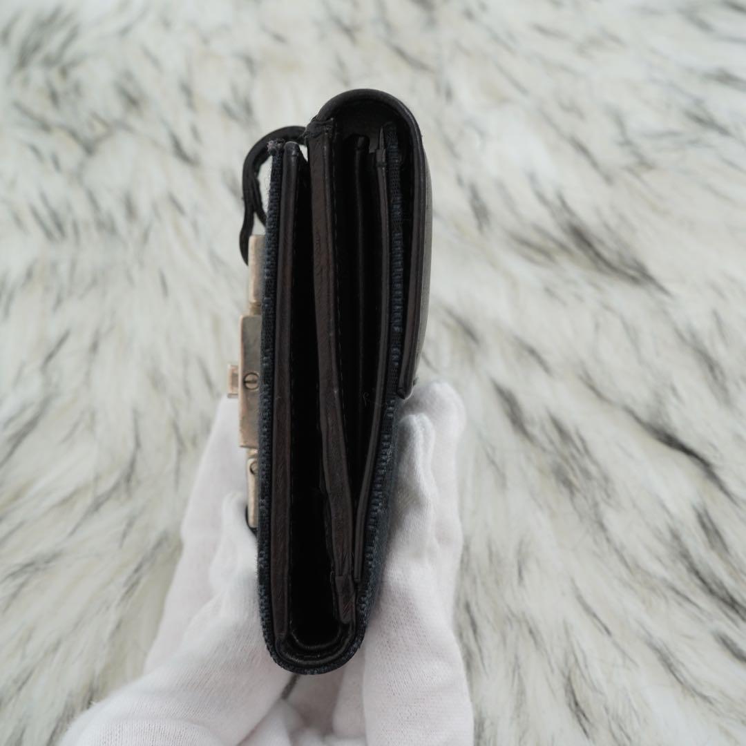 未使用級　箱付き　GUCCI グッチ　二つ折り財布　レザー×キャンバス　ブラック