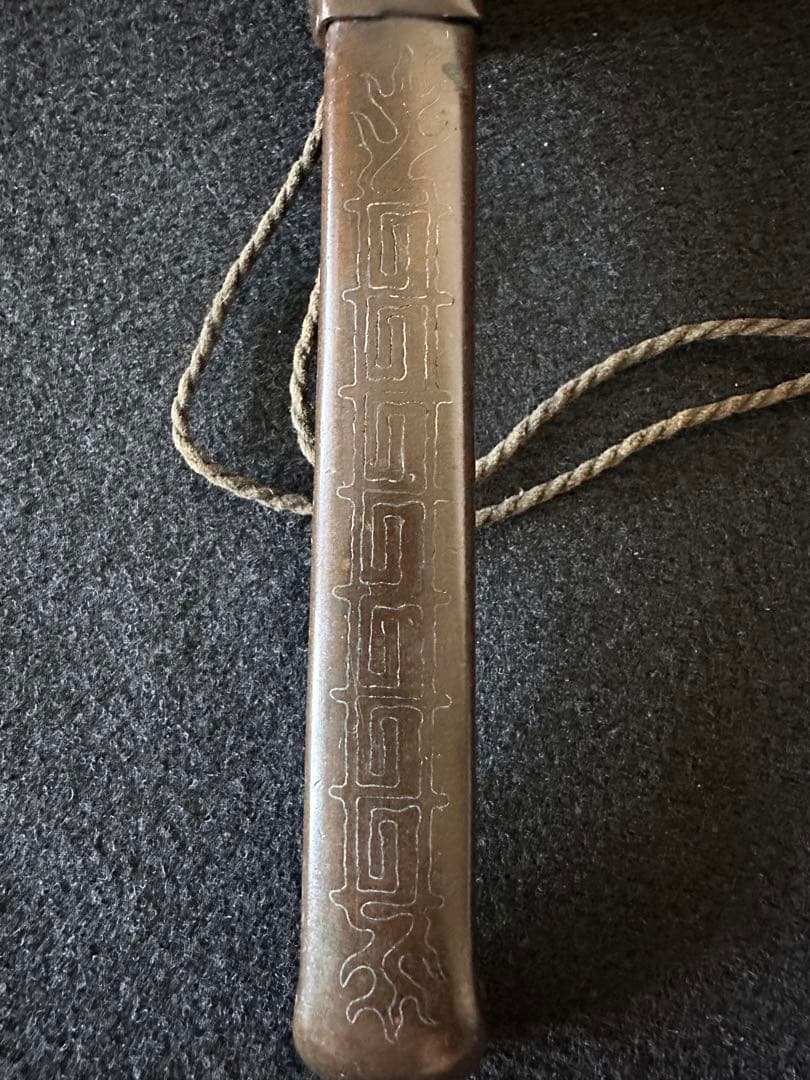 古銅 矢立 銀象嵌 牡丹図　書道具 筆入れ アンティーク 時代物　⑦