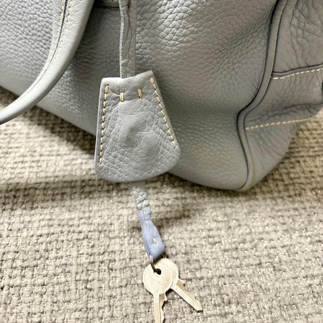 PRADA ライトブルー レザーハンドバッグ