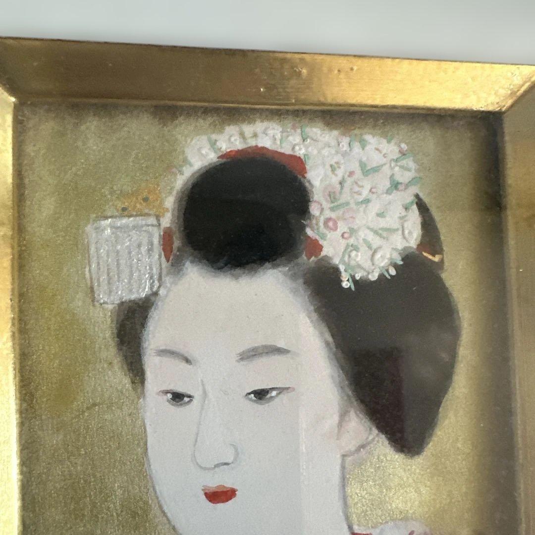 日本画 舞妓女性 金色フレーム