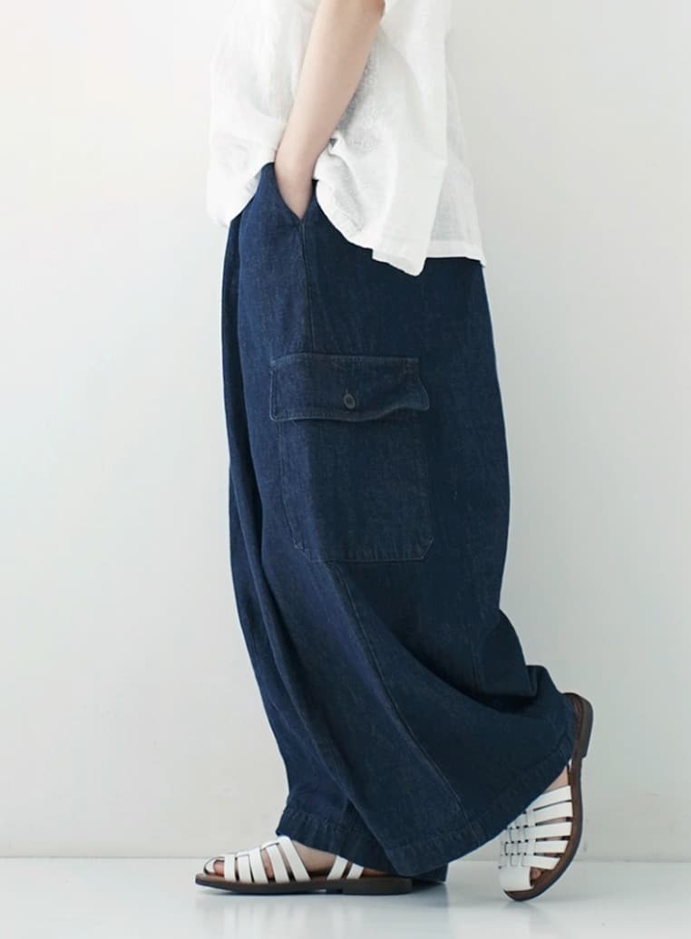 nest Robe コットンデニムバレルパンツ