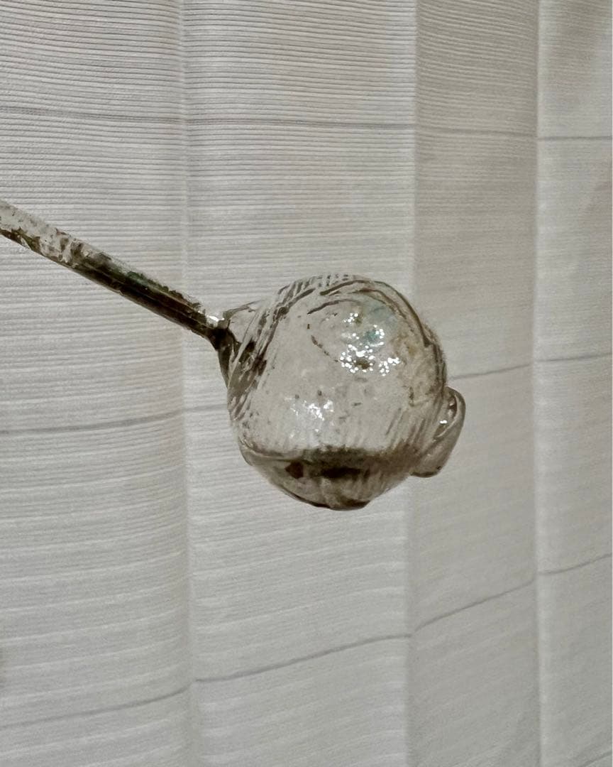 アンティーク　時代物　ウラン和ガラス　かんざし　簪　和装小物　江戸ガラス　提灯型