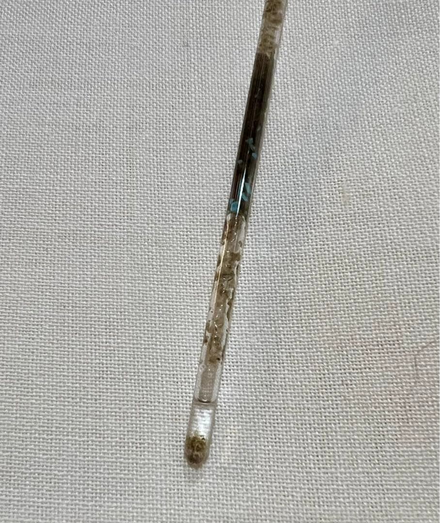 アンティーク　時代物　ウラン和ガラス　かんざし　簪　和装小物　江戸ガラス　提灯型