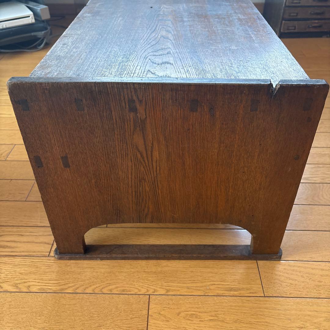 木製文机 2引き出し付き　昭和レトロ　 ディスプレイ