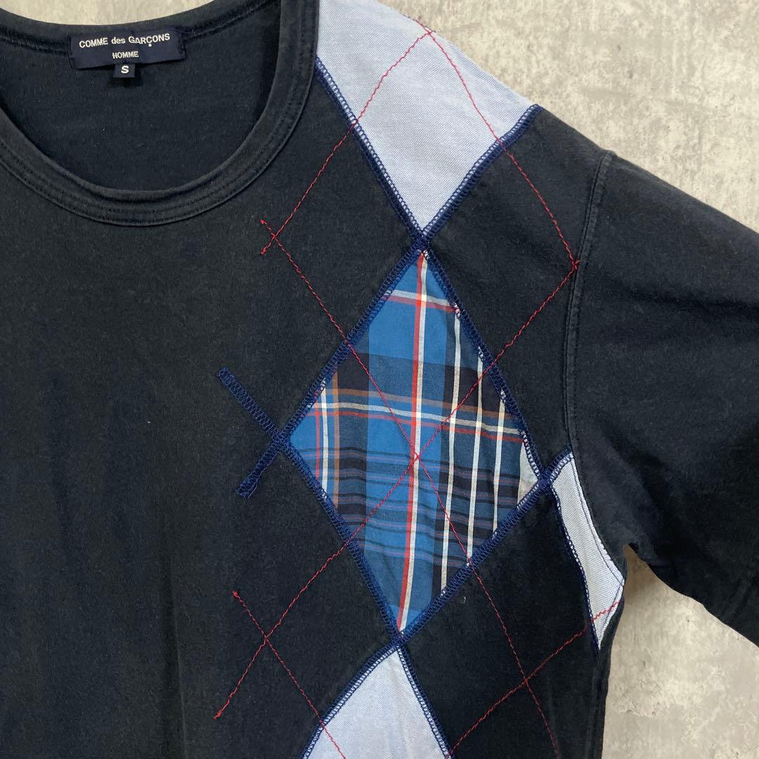 COMME des GARCONS HOMME アーガイルパッチワーク　Tシャツ