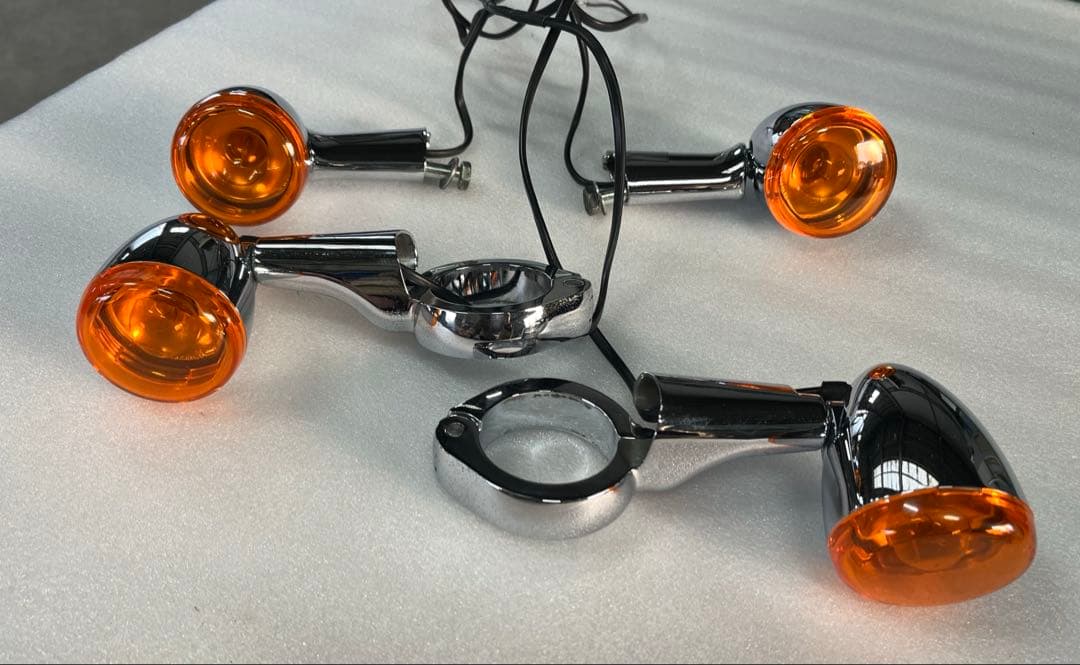 ウインカー左右 前後 ハーレー純正 フォーク移設クランプ 49mm