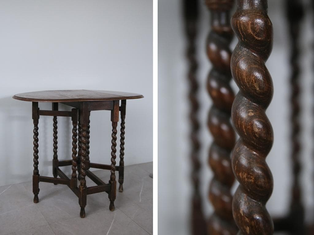 英国アンティーク木製ゲートレッグテーブル/ダイニング机バタフライ(91-261)