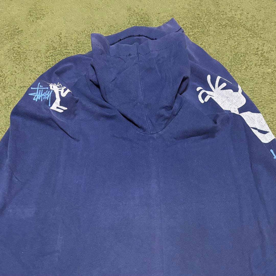 【90s】 \"old stussy\" (L) シャドーマン 茄子紺 フェード