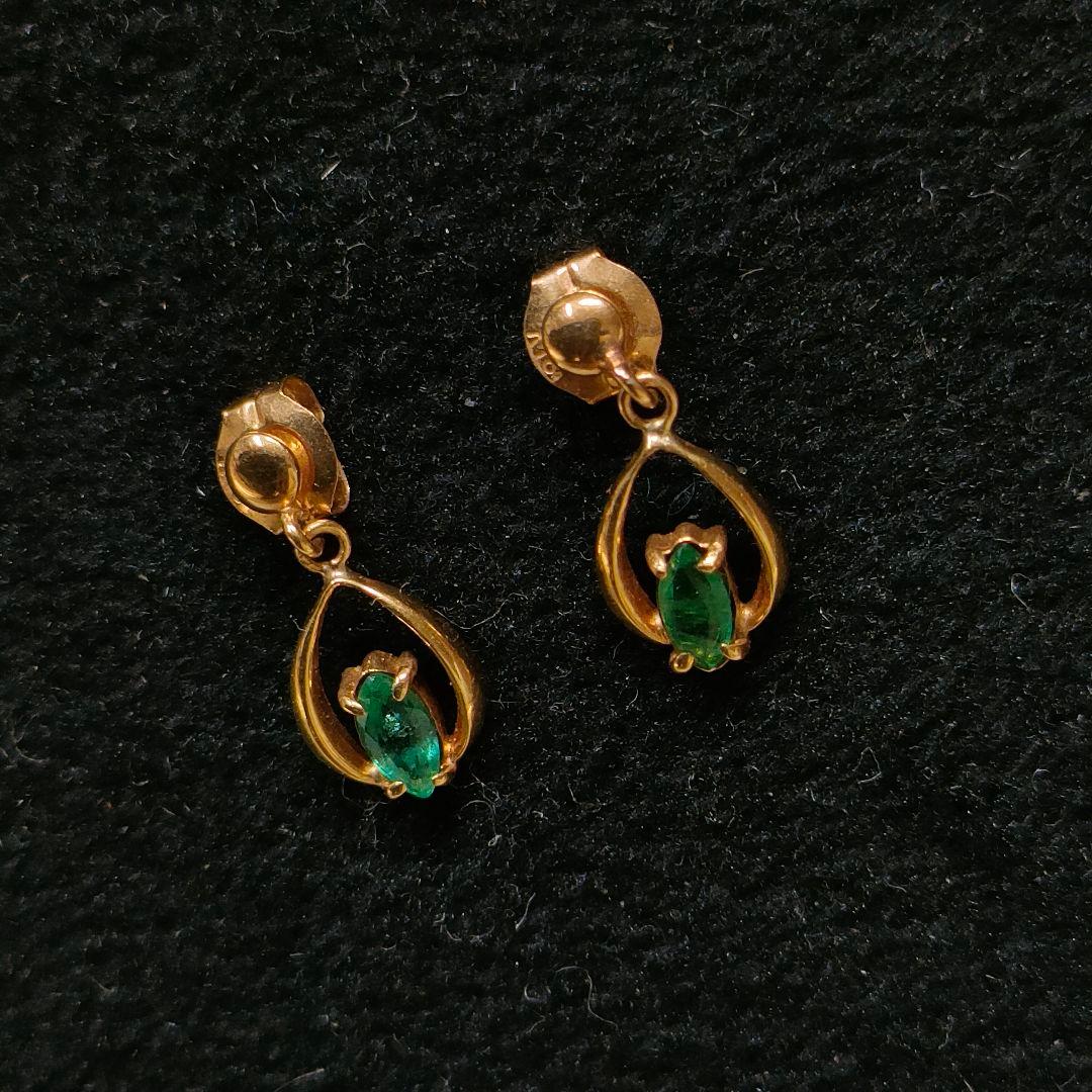 CQ40　エメラルド　K18　ピアス