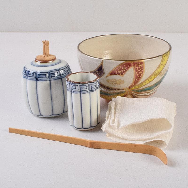 茶道具　黒漆　春秋蒔絵　茶箱　棗　巾筒など　九点　一式　仕覆付　M　R9327