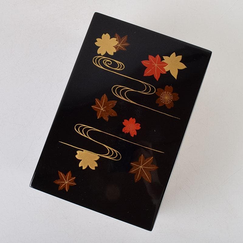 茶道具　黒漆　春秋蒔絵　茶箱　棗　巾筒など　九点　一式　仕覆付　M　R9327