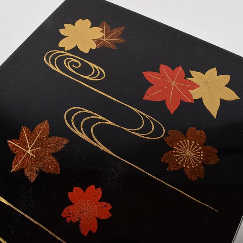 茶道具　黒漆　春秋蒔絵　茶箱　棗　巾筒など　九点　一式　仕覆付　M　R9327