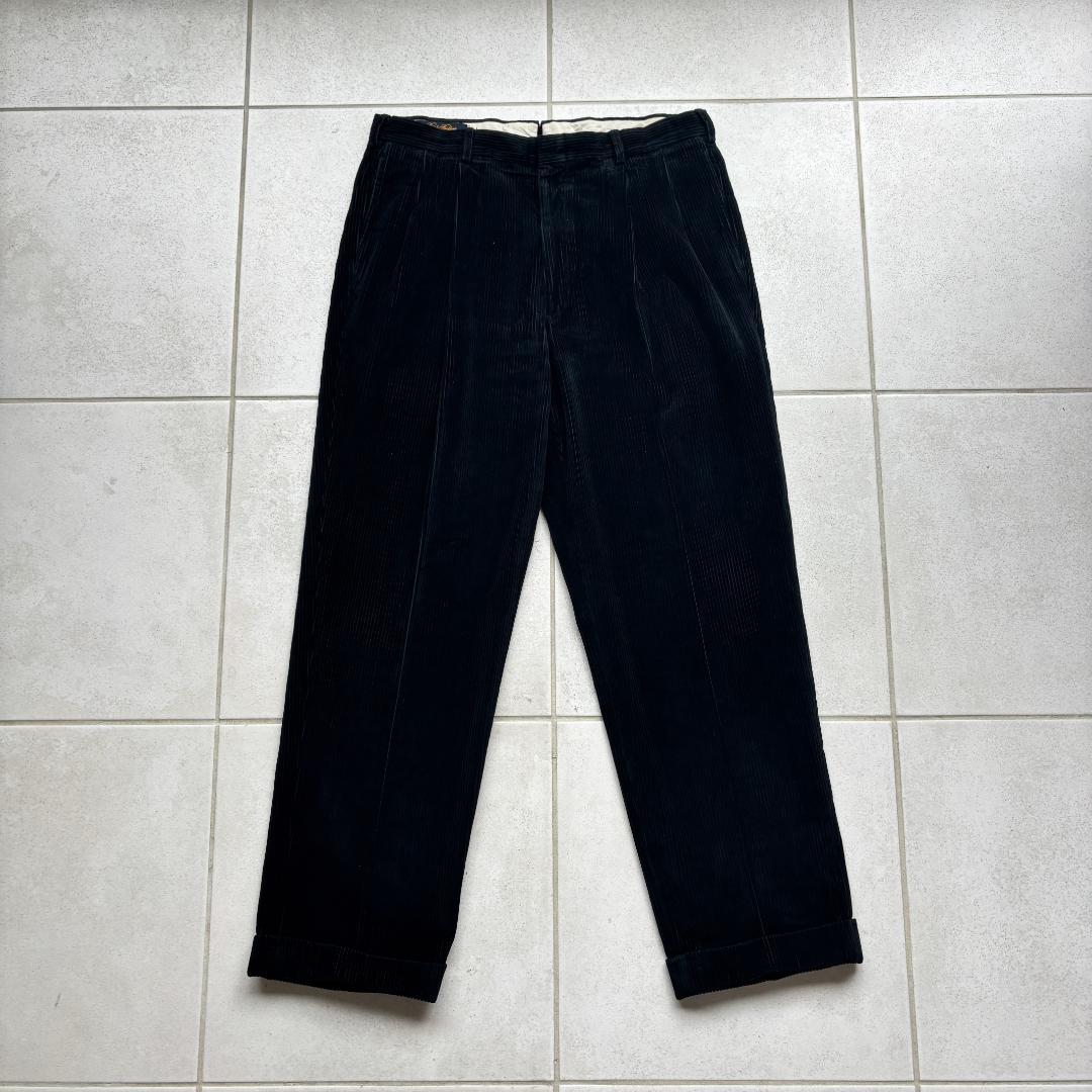 80s【USA製】Brooks Brothers ブラックコーデュロイパンツ35