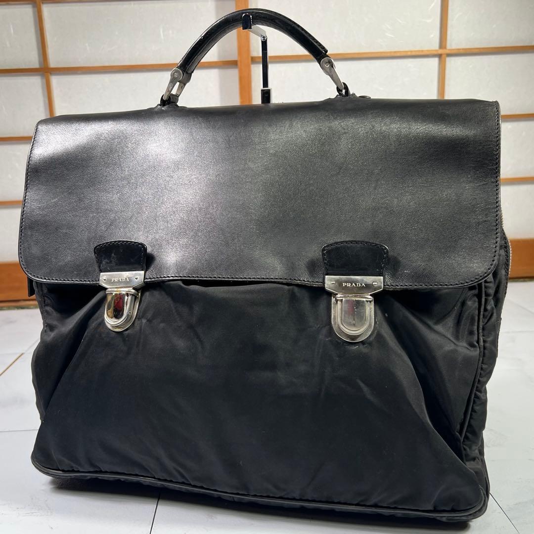 PRADA プラダ ナイロン切替レザーブリーフケース ビジネスバッグ ブラック