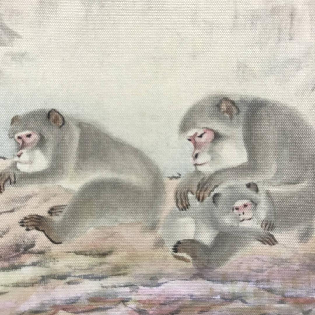 真作/吉村鳳柳/渓流遊猿之図/山水図/猿図/花鳥図/掛軸/名家伝来/AE-261