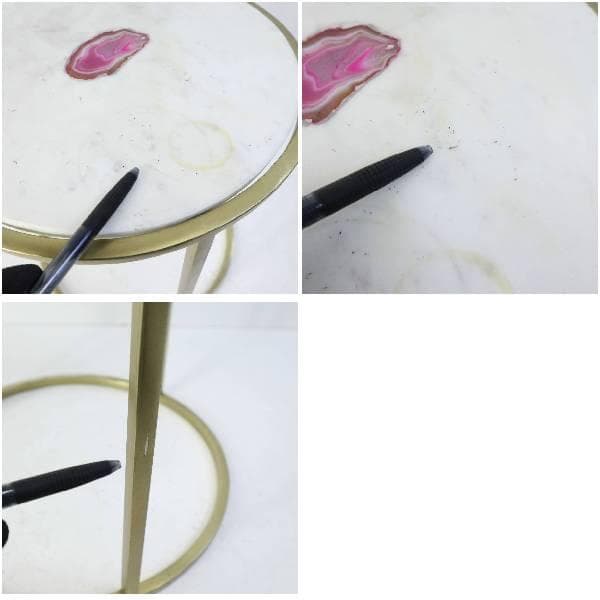 3個中の2 KARE カレ リンボ サイドテーブル 中 大理石トップ 瑪瑙入り