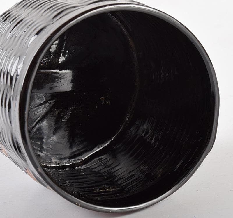 茶道具　白峰作　黒漆　螺鈿装飾　蔦時絵　篭棗　共箱　V　R4919