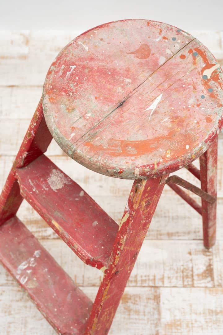 イス スツール ラダー 木製 ペイント アンティーク 椅子 店舗 什器