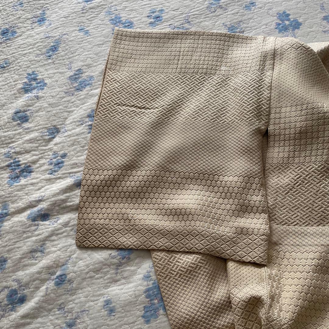 単衣小紋着物　ベージュ系　地織色々