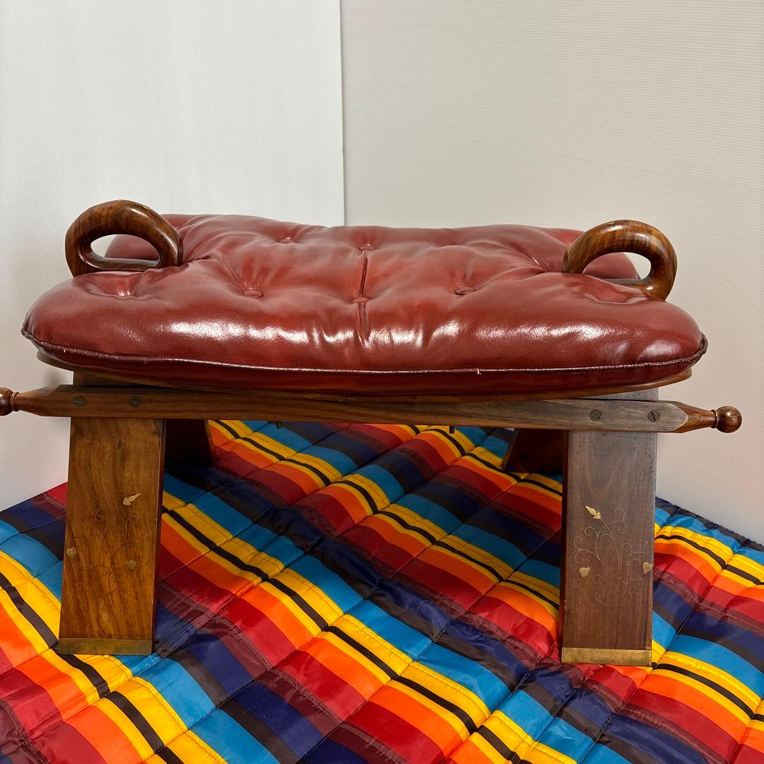 ラクダスツール　オットマン　チェア　真鍮象嵌　鞍型　ビンテージ