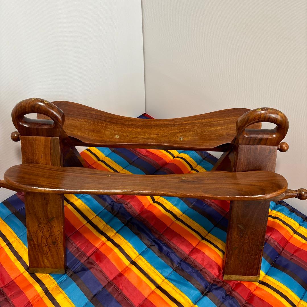 ラクダスツール　オットマン　チェア　真鍮象嵌　鞍型　ビンテージ