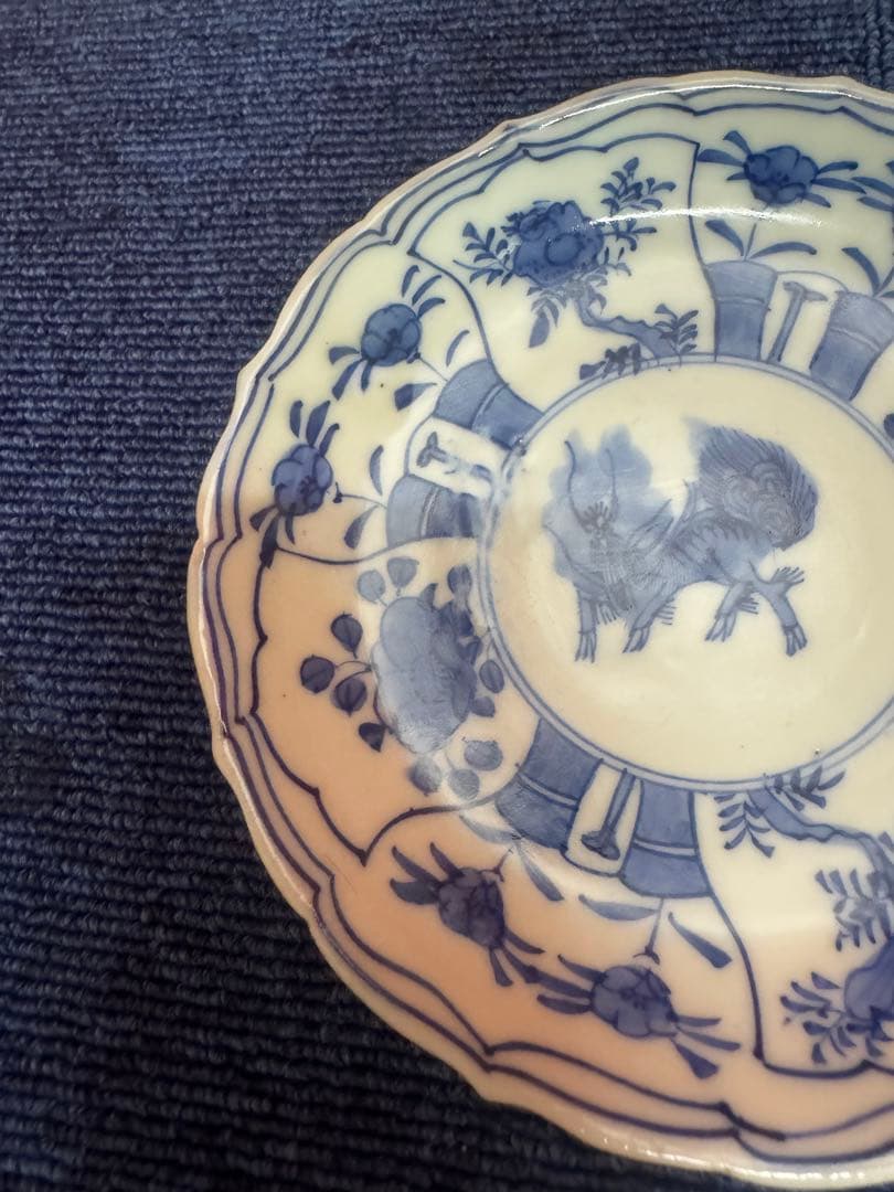 1857  古伊万里　染付青花　大明成化年製銘　皿　2客　時代