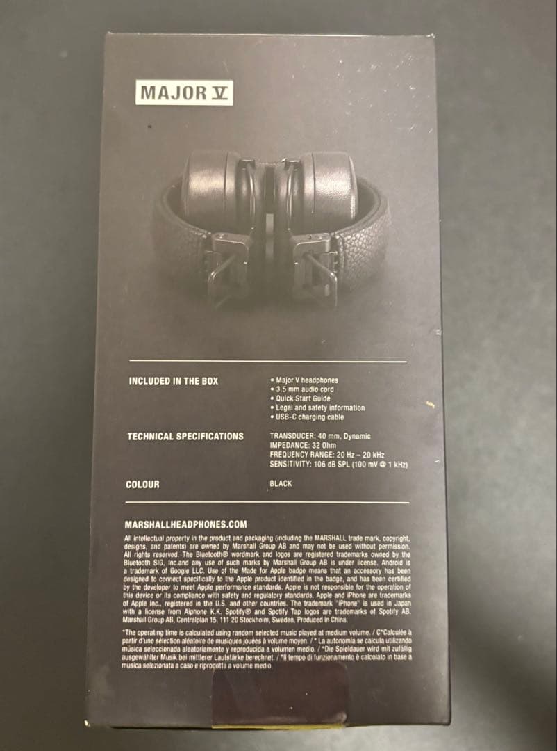 Marshall Major V ワイヤレスヘッドフォン ブラック