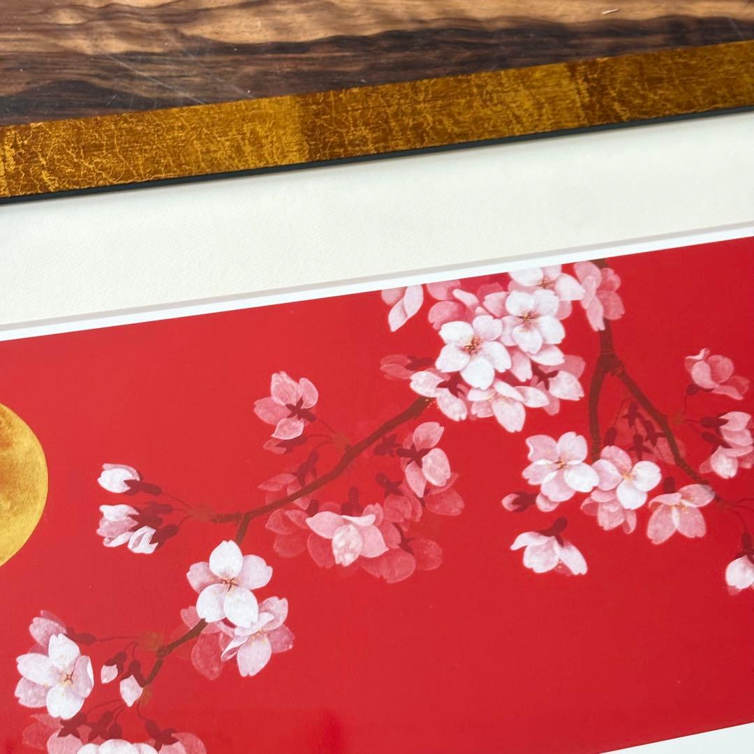 飯名京美「優春」版画 162/200 額装 アーカイバル・プリント 桜 K