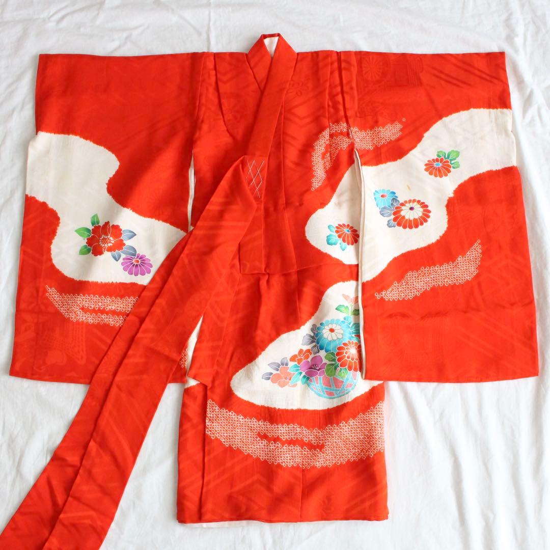 七五三 3歳 女の子 子供 正絹 着物 被布 セット