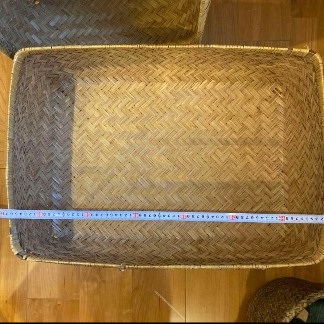 【最終価格】 ① 竹行李 柳ごおり昭和レトロ 葛籠 竹細工 大籠 箪笥カゴ