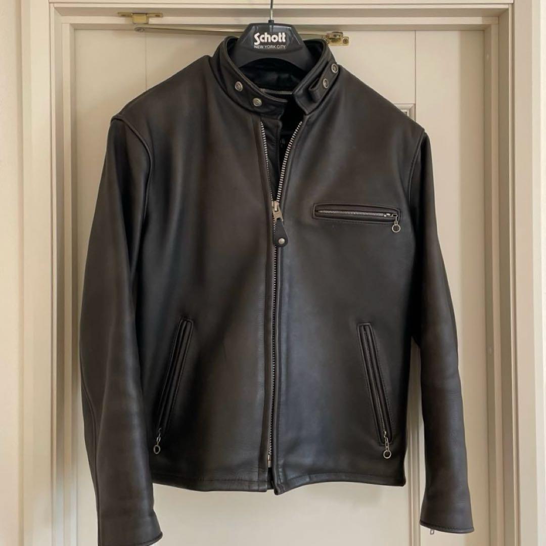 Schott 641 レザー シングルライダースジャケット 40 ショット