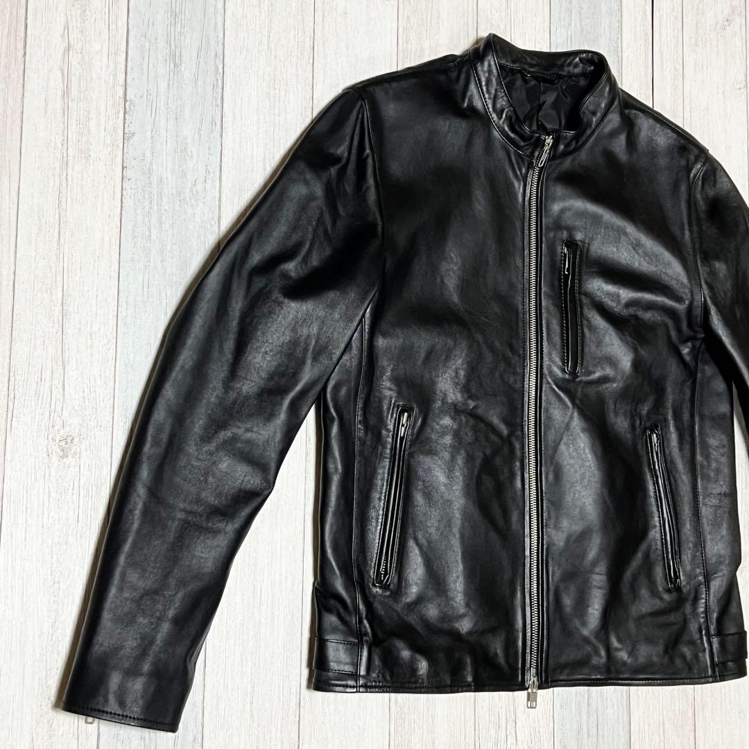 ジャーナルスタンダード　レザージャケット ノーカラー　シングルライダース　羊革