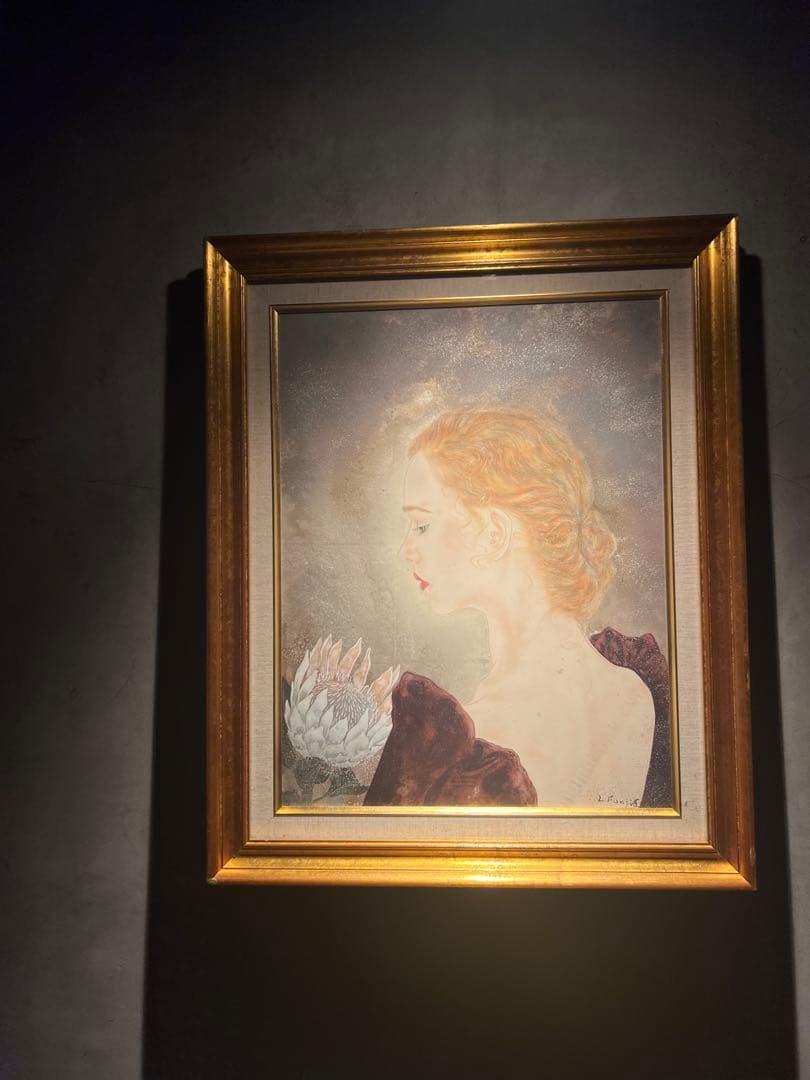 藤田嗣治　肉筆画　直筆サインあり