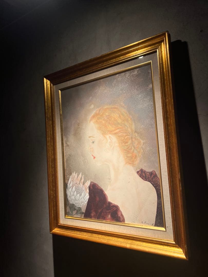 藤田嗣治　肉筆画　直筆サインあり