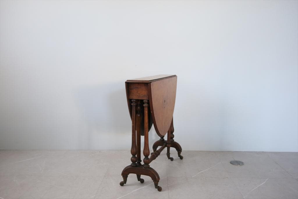 英国アンティーク木製ゲートレッグテーブル/ダイニング机/バタフライ(89-311