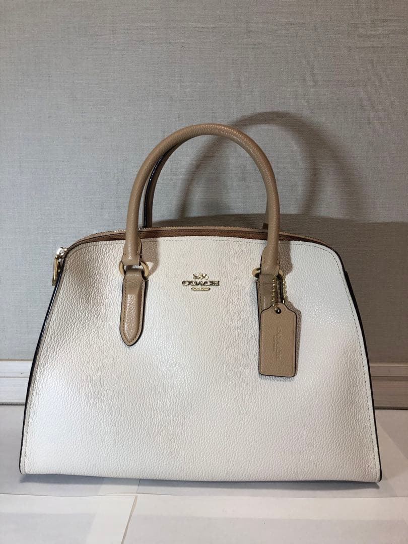 COACH カラーブロック チャニング ベージュショルダーバッグ 2way