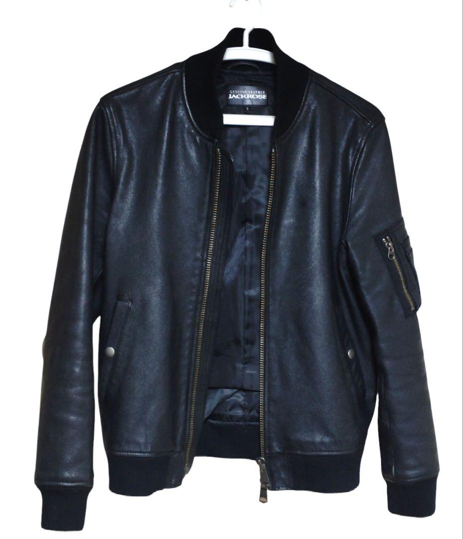 美品 JACKROSE 本革 レザージャケット ブラック M〜L ダブルジップ