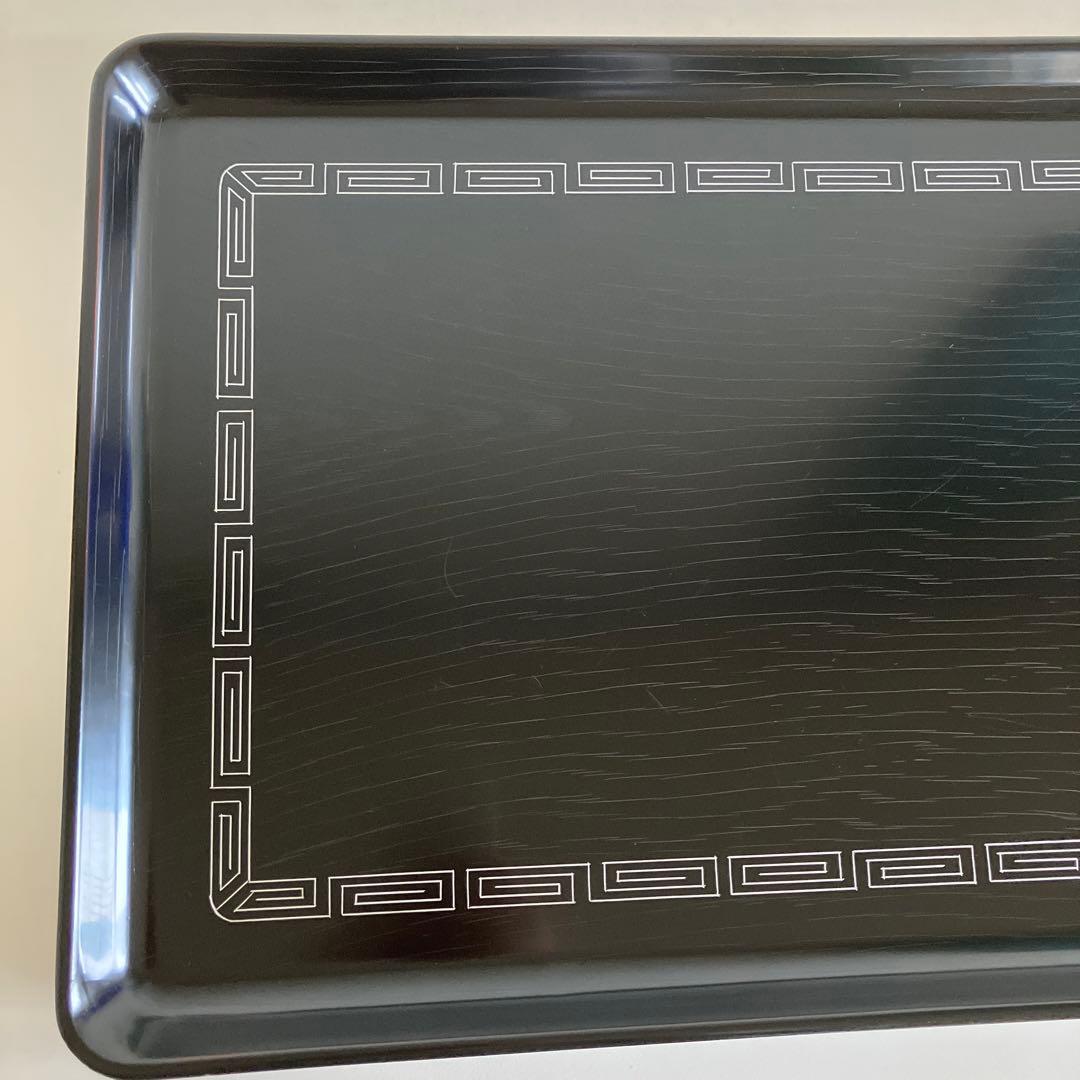 輪島塗　漆器　角盆と茶托5枚　雷紋