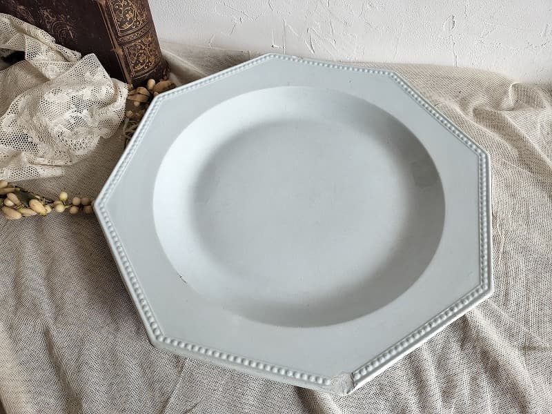 フランス アンティーク クレイユモントロー オクトゴナル 陶器 34cm