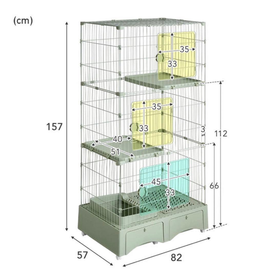 【未使用品】トイレ付き キャットケージ 3 猫ケージ　ケージ　グレージュ